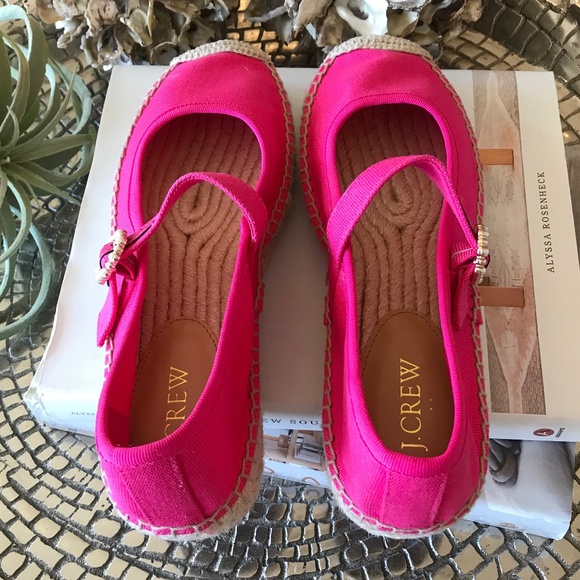 J. CREW HOT PINK MARY JANE ESPADRILLE FLATS - Picture 5 of 11